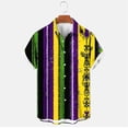 thumbnail image 4 of Mens Mardi Gras Shirt Mask Graphic Tee Button Down Short Sleeve Blouse Summer Hawaiian Shirts Carnival Festival Outfits Men, 4 of 6