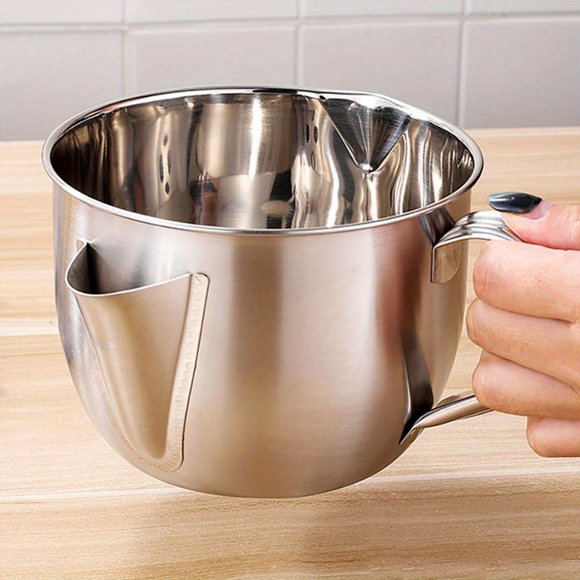 Bamboohart 16.91oz Stainless Steel Fat Separator with Precision Pour Spout & Measuring Marks - Multi-Use Broth  Oil  Gravy Strainer - Dishwasher Safe Kitchen Tool (3.94x5.43inch)  Cooking