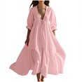 thumbnail image 2 of FcBaudy Robes d'Été pour Femmes, Robes pour Femmes, Jupe pour Femmes Robes d'Été pour Femmes Imprimé Sans Manches Col Rond Robe Décontractée Longues Robes Femmes Robes, 2 of 6