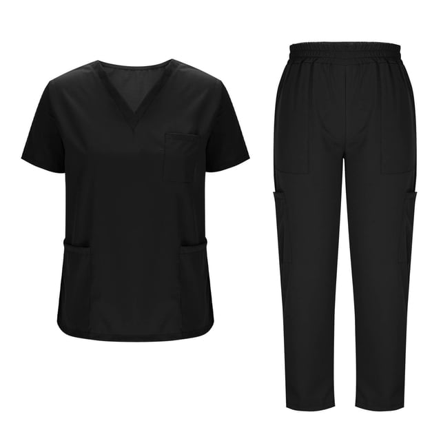 Neewe Scrubs Set for Women Nurse Uniform Jogger Suit Stretch Top & Pants with Drawstring Medical Nursing Uniform Set