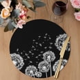 thumbnail image 3 of White Dandelion Round 15 Inch Placemats Set of 2, Spring Flowers Botanical Vintage Black HeatResistant Non Slip Place Mats for Dining Table, Wipeable Braided Kitchen Table Mats for Housewarming, 3 of 9