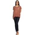 thumbnail image 5 of Sakkas Charolette Embroidery And Seqiun Accents Blouse - Chocolate - Plus Size, 5 of 6