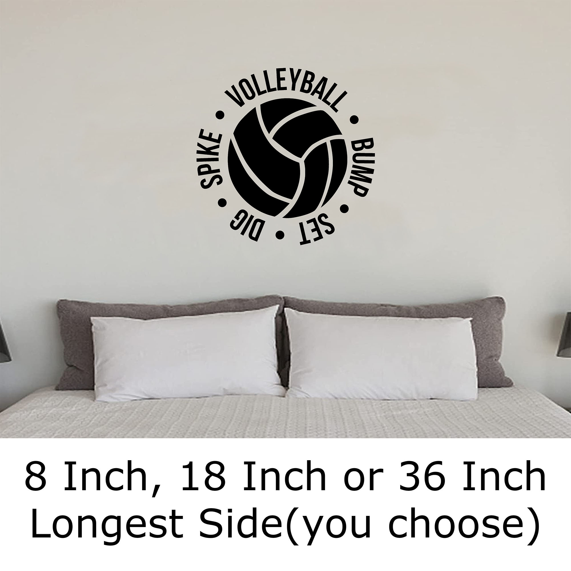 Volleyball Bump Set Dig Circle Sports Love Wall Decals for Walls Peel and  Stick wall art murals Black Small Inch