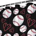 thumbnail image 3 of Black Baseballs and Hearts Pattern Shower Curtain 72"x72" ,Bathroom Decorative Shower Curtains Set with 12 Hooks,Modern Waterproof Washable Shower Curtain, 3 of 6