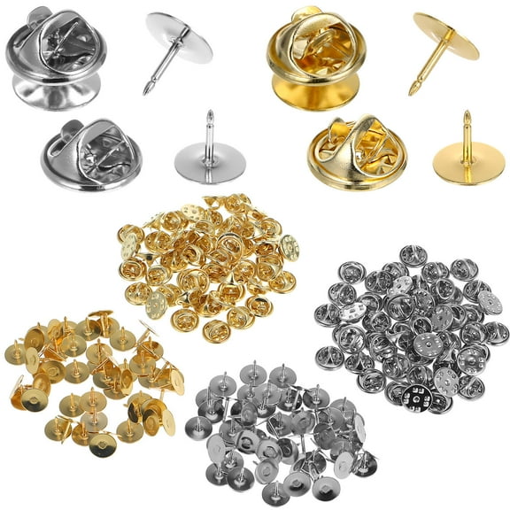 BESTOYARD Locking Clasp Lapel Pin Backs Metal Butterfly Shape Pins Assorted Color 100 Pairs