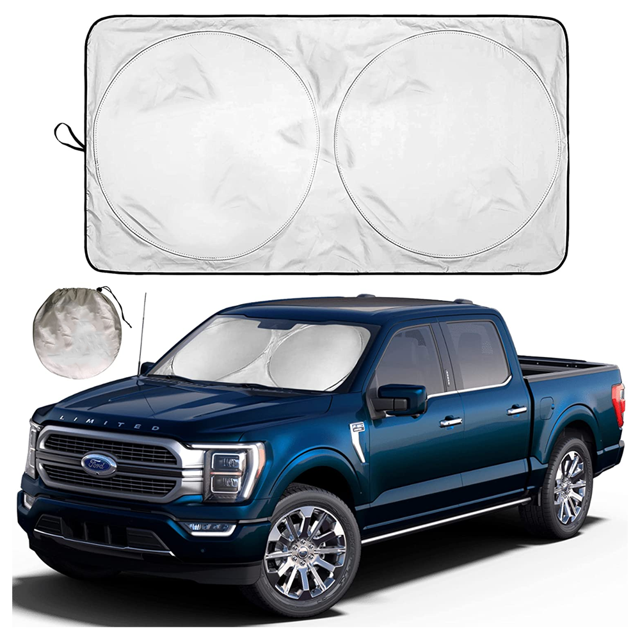 Visera para parabrisas para automóviles, SUV y camionetas de tamaño completo - Tela ultra reflectante Real 210T para máxima protección contra los rayos UV y el sol - Visera para parabrisas - Protecció