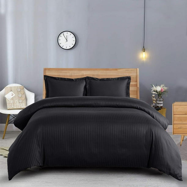 600 Thread Count Duvet Cover Set 100 Cotton Sateen Damask Striped