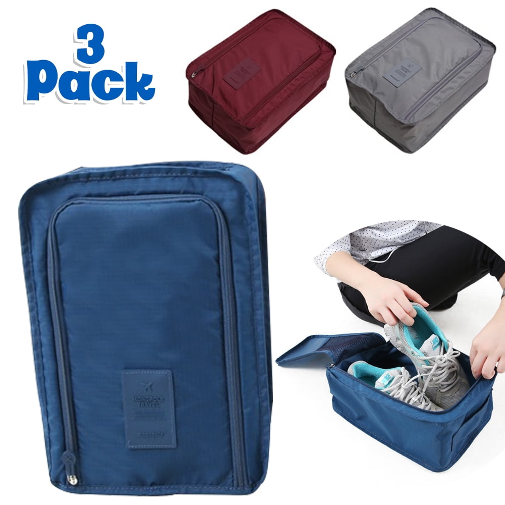 LNKOO 3 Pack Travel Shoe Bags Waterproof Nylon with Zipper Shoe Storage