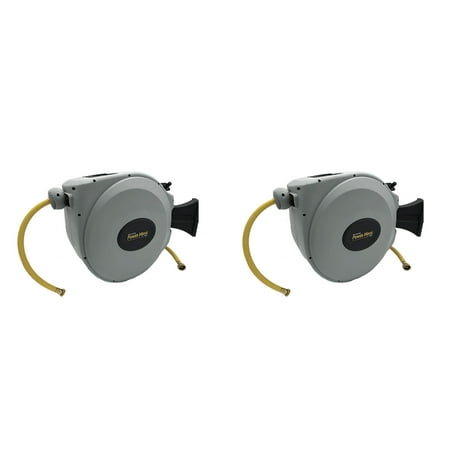 Bloom USA Retractable 5/8" x 50' Portable 3 Layer Power Hose Reel (2 Pack)
