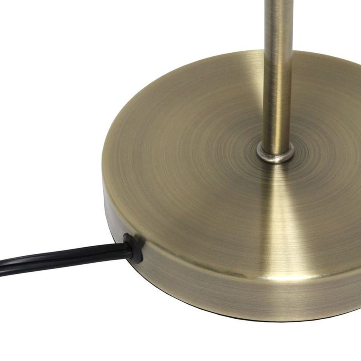 Simple Designs Modern Table Lamp with Curved Metal Base and Clear Glass Shade - Antique Brass