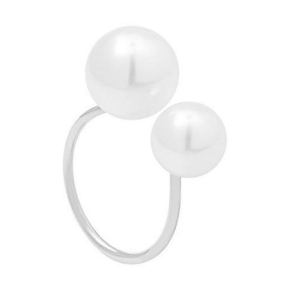 Mightlink 2Pcs Women Open Ring Faux Pearl Opening Adjustable Polished Lightweight Electroplated Prom Party Index Finger Ring Irregular Lady Jewelry