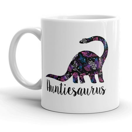 

Auntiesaurus Floral Mug Cute Dinosaur Aunt Coffee Cup - 11oz