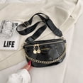 thumbnail image 4 of Bolsa De Pecho Bolso de pecho para mujer, elegante patrón de piedra, bandolera, cadenas, bolso de sillín (negro) Tmvgtek Para Estrenar, 4 of 6