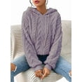 thumbnail image 1 of Suéter Holgado de Franela con Capucha para Mujer, Larga y Cálido para Invierno Púrpura S, 1 of 8