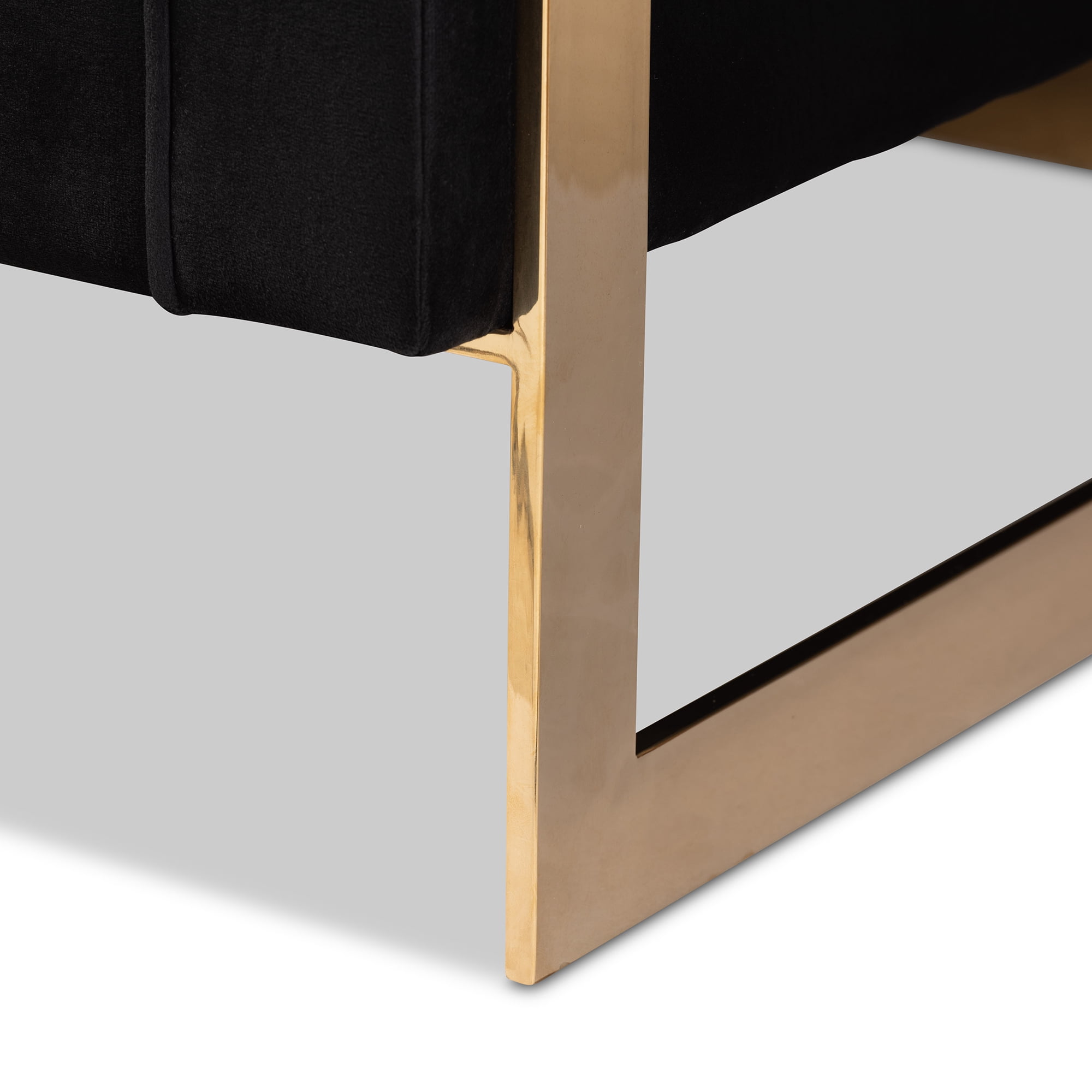 Baxton Studio Ambra Sofa, Black and Gold Fabric