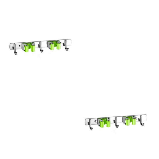 Cateissary Soporte para escoba Soporte para cepillo Soporte de pared Acero inoxidable Larga duración Sin perforaciones Sin taladro Accesorios tipo 4 2Conjunto