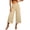 Khaki, variant on Women's High Waisted Wide Leg Cropped Pants Casual Flowy Culottes Solid Color Loose Fit Summer Beach Trousers with Pockets