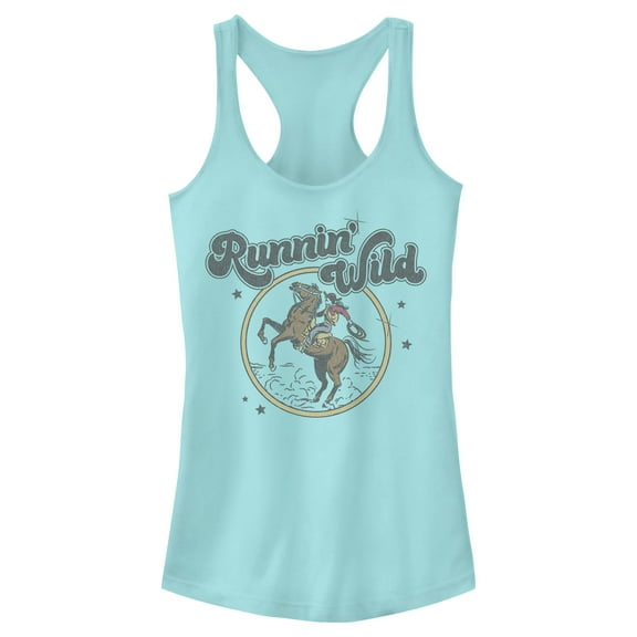 Junior's Lost Gods Distressed Runnin’ Wild Racerback Tank Top Cancun 2X Large
