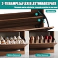 thumbnail image 6 of FANRAL Shoe Cabinet Entryway,3 Tire Wooden Shoe Rack for Entryway Closet,Walnut Shoe Storage Organizer Cabinet, 6 of 8