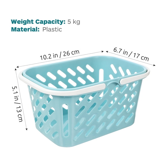 Yardwe Reusable Plastic Grocery Basket with Handle for Kitchen, Bedroom, and Home Storage Organizer