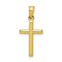 Diamond2Deal 10k Yellow Gold Polished Hollow Cross Pendant for Women (L- 0.75 inch, W-0.47 inch)