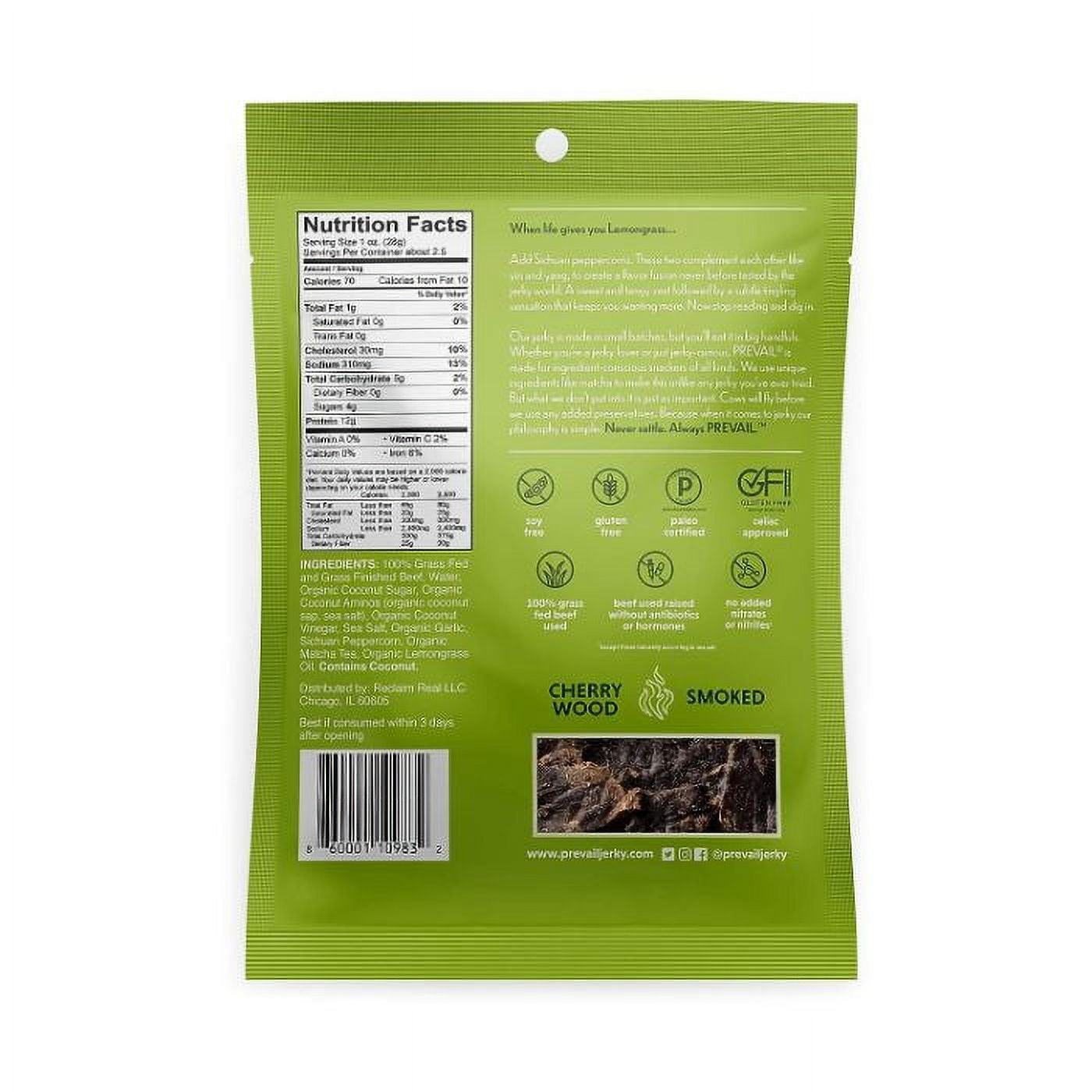 PREVAIL JERKY BEEF LEMONGRASS 2.25 OZ - Pack of 8