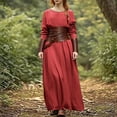 thumbnail image 2 of ZQUUVOU Women's Medieval Dress Solid Long Sleeve Round Neck Maxi Length Vintage Elegant Party Gown Theme Outfits Red, 2 of 9