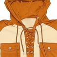 thumbnail image 4 of UVEASISHA Mens Lace Up Pullover Hoodie Patchwork Long Sleeve Waffle Knit Shirts Lightweight Casual Drawstring Hooded Top with Pockets Khaki 3XL, 4 of 9