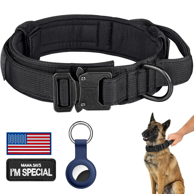 Collar táctico para perros DAGANXI, ajustable, de nailon, para tamaño mediano/grande