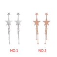 thumbnail image 2 of Simple long earring Geometric ear stud Long tassel eardop Star tassel earring drop Star tassel dangle earring, 2 of 6