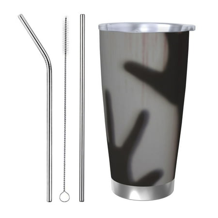 

Lukts Bloody Hand Behind for 20OZ Car Cup Stainless Steel Direct Drinking Straw Thermos Cup Suitable for Office Travel and Car-Straw Three-piece Set