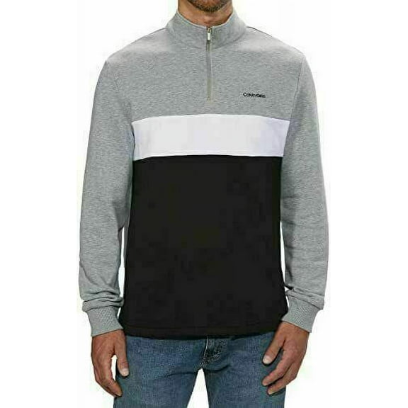 Calvin Klein Men's Mid-Weight Quarter Zip Pullover Top Glacier Gray Size M