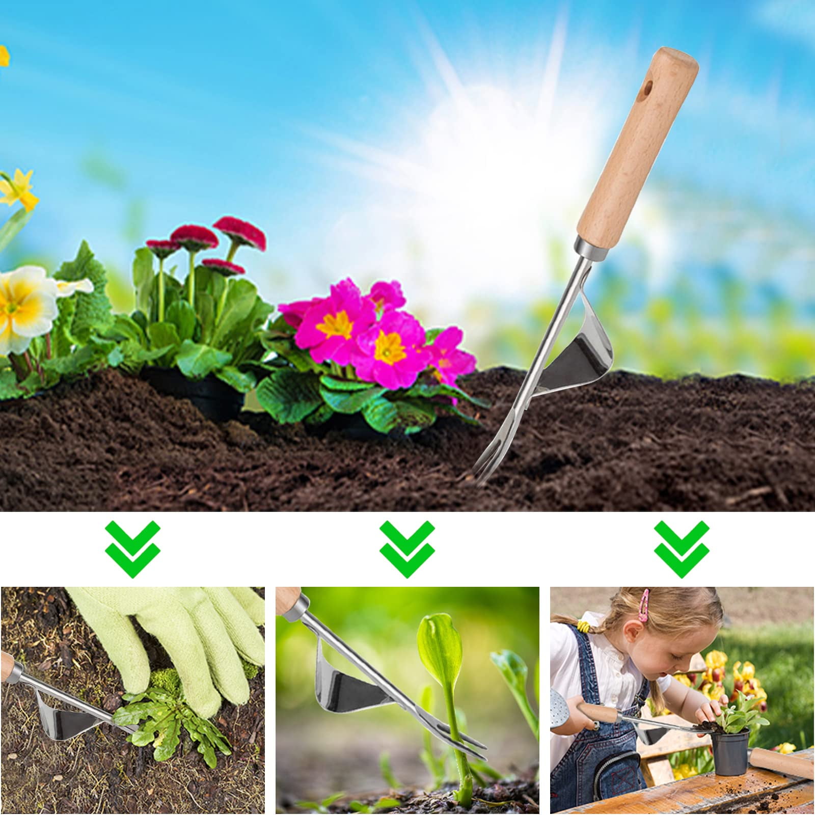 Stainless Steel Deep Root Weeder Tools Manual Gardening Weed Picker