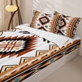 thumbnail image 3 of jejeloiu Southwestern Aztec Zipper Twin Comforter Sets with Fitted Sheet and 2 Pillowcases,Tribal Print Zipper Bedding Set For Boys,Brown White,Reversible,4-Piece, 3 of 7