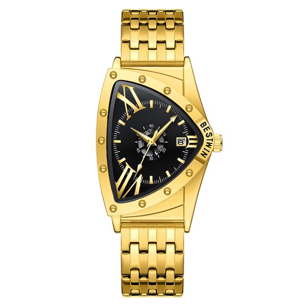 Quartz Triangle Skeleton Unique Premium Trendy Men's Quartz Wrist Watch - Luxury Waterproof Fashion Business Casual Sport Watches with Luminous Calendar Analogue Face