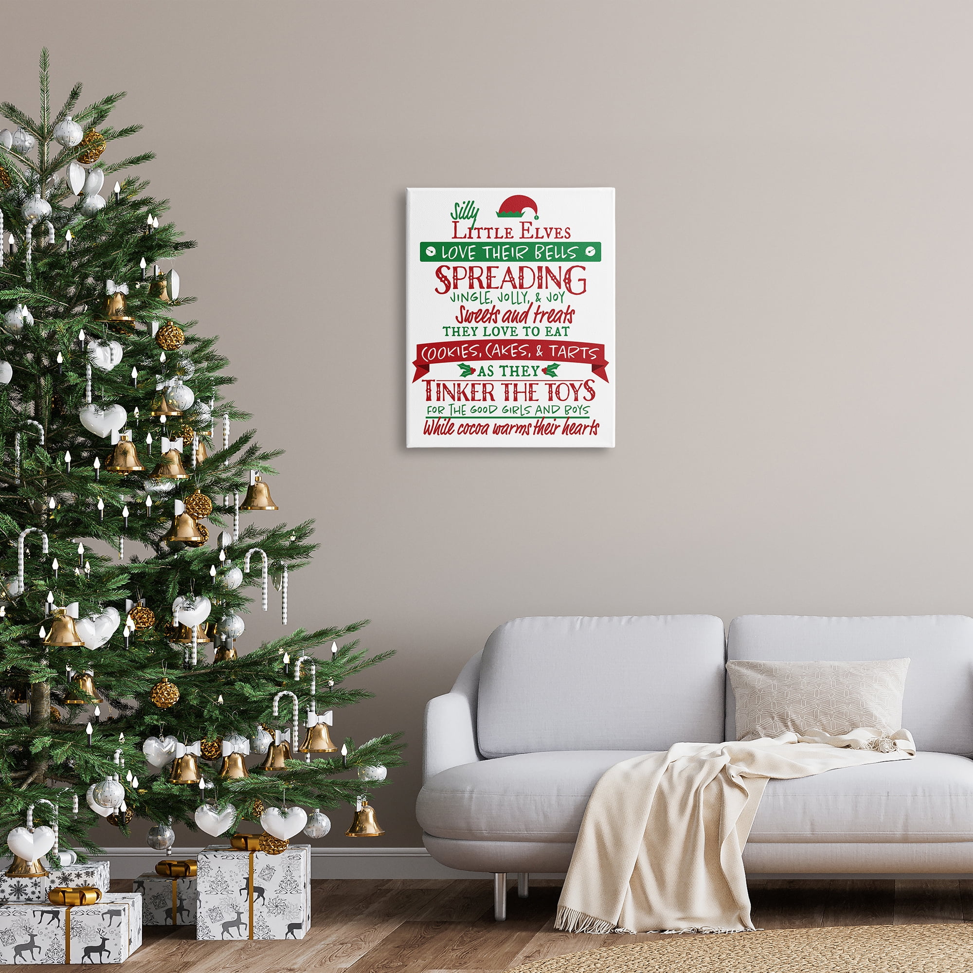 Stupell Indtries Silly Little Elves List Festive Christmas Phrases,24 x 30,Design by Hugo Edwins