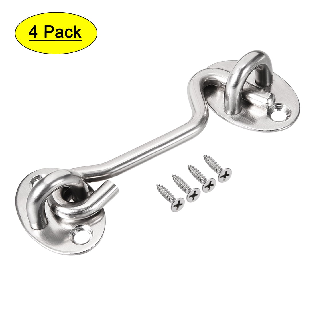 Uxcell 3' Cabin Hook Eye Latch Gate Stainless Steel 4 Pack
