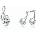thumbnail image 6 of 925 Sterling Silver CZ Musical Note Stud Earrings for Women Teens Music Earrings Studs for Music Lovers, 6 of 10