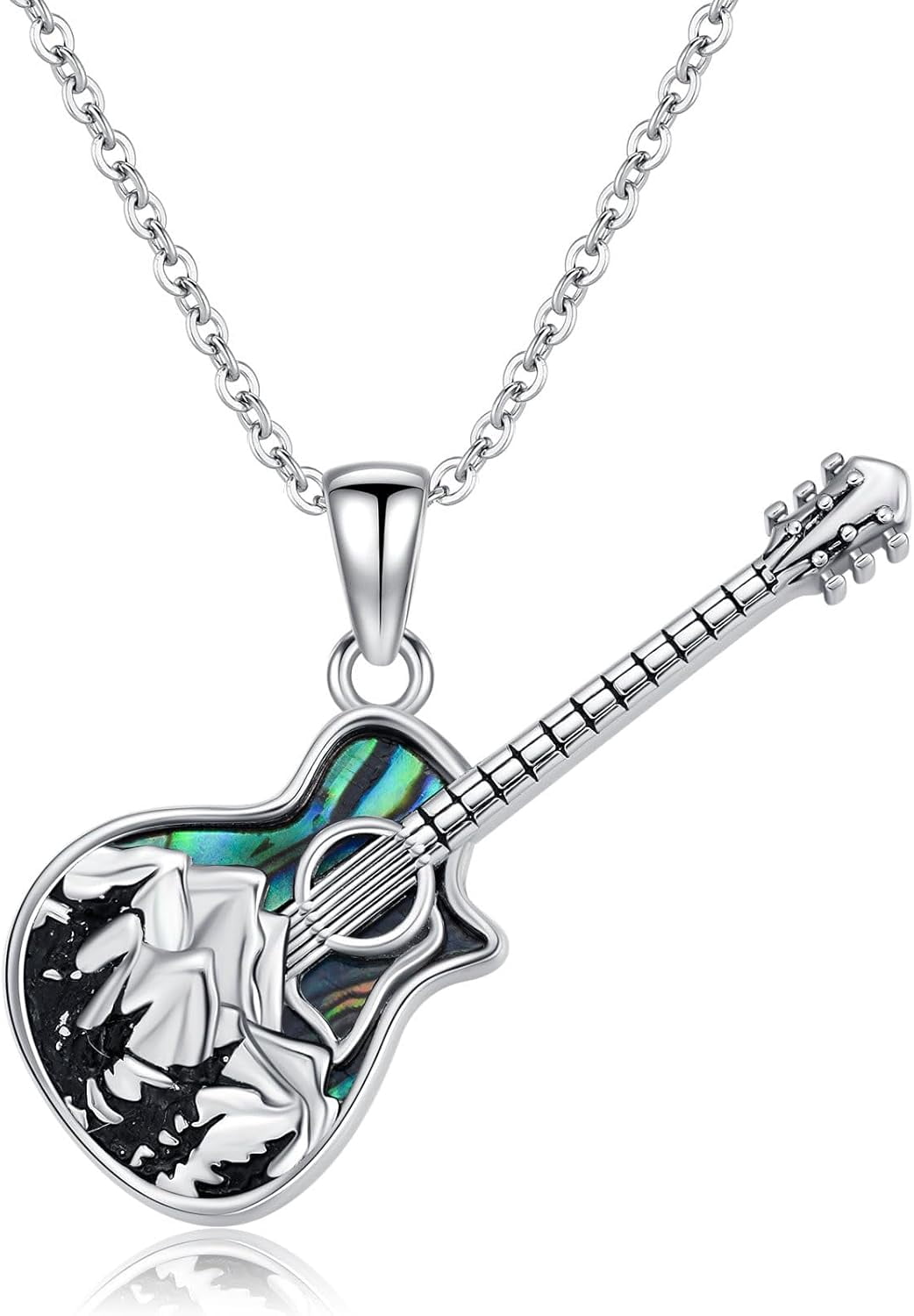 Guitar Pick Holder Necklace Sterling Silver Personalized Soundwave Guitar Pick Pendant Holder Christmas Musicians Gift for Guitar Lovers Music Lovers