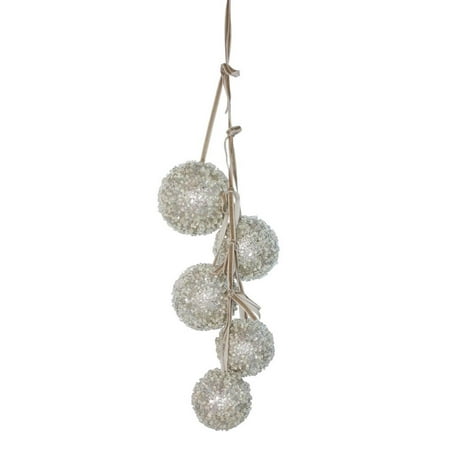 Silver Ball Drop - Pack of 6 Brown and Silver Finish Christmas Decorative Ball Drop Ornament 20
