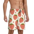 thumbnail image 2 of Sikiie Hand Drawn Strawberry Mens Pajama Shorts, Lightweight Lounge Pant with Pockets Soft Sleep Pj Shorts for MenSmall, 2 of 6
