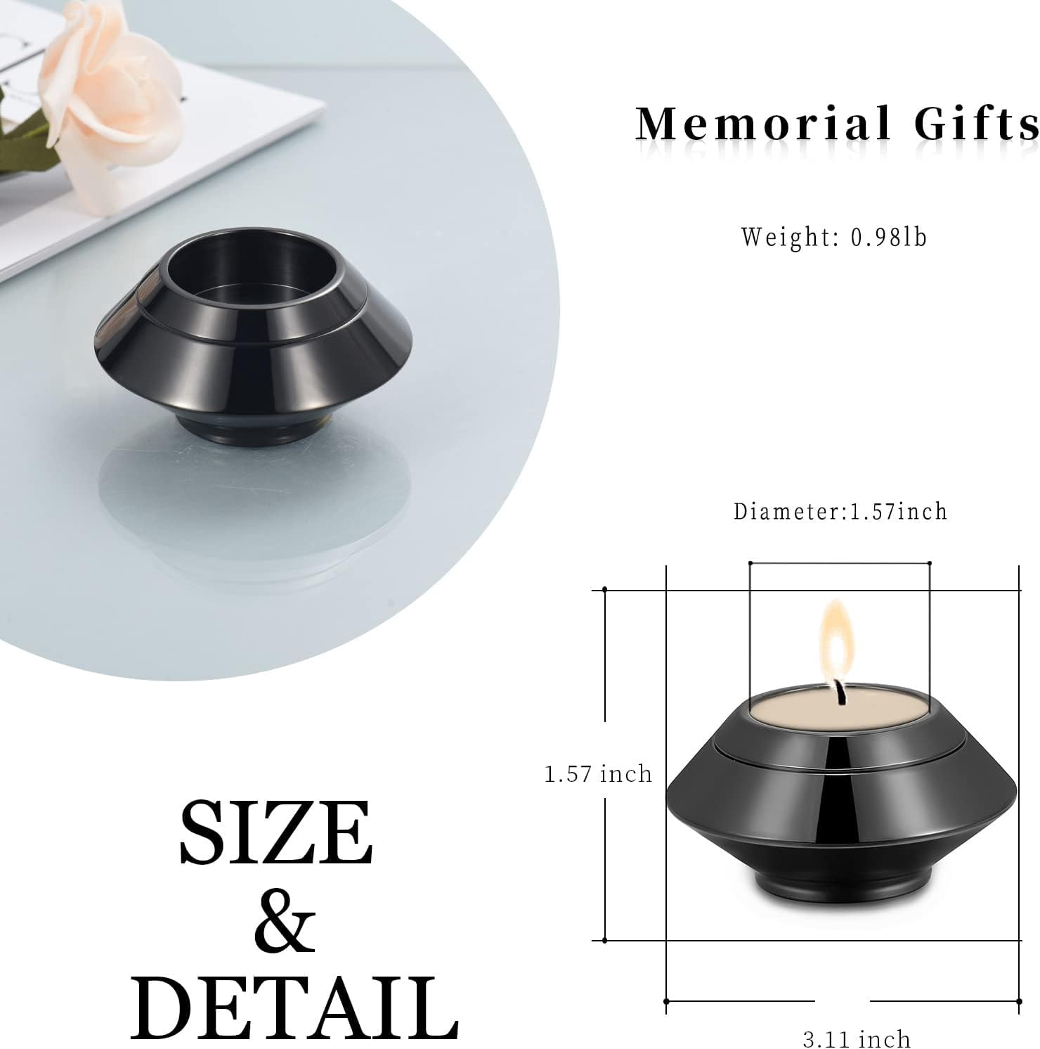 Cremation Urn for Human Ashes Stainless Steel Candle Ash Holder Keepsake Urn for Ashes Candlestick Mini Funeral Urns for Pet Ashes,Customize
