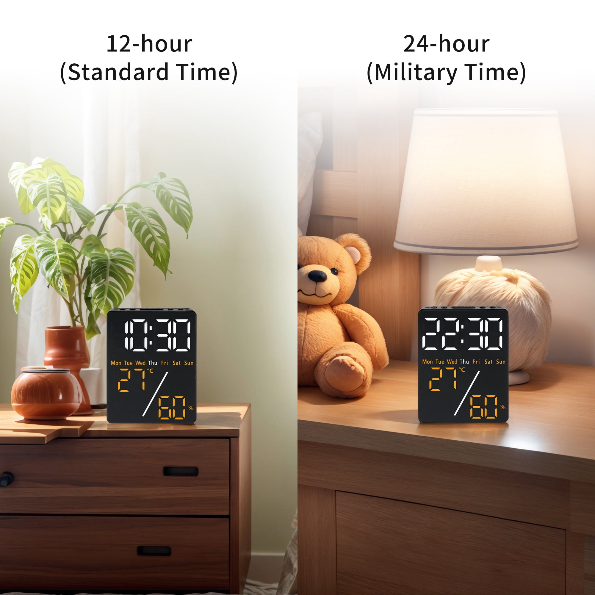 Unique Bargains LED Alarm Clock White Housing and Blue Light 3.5"L x 1.0"W x 4.7"H