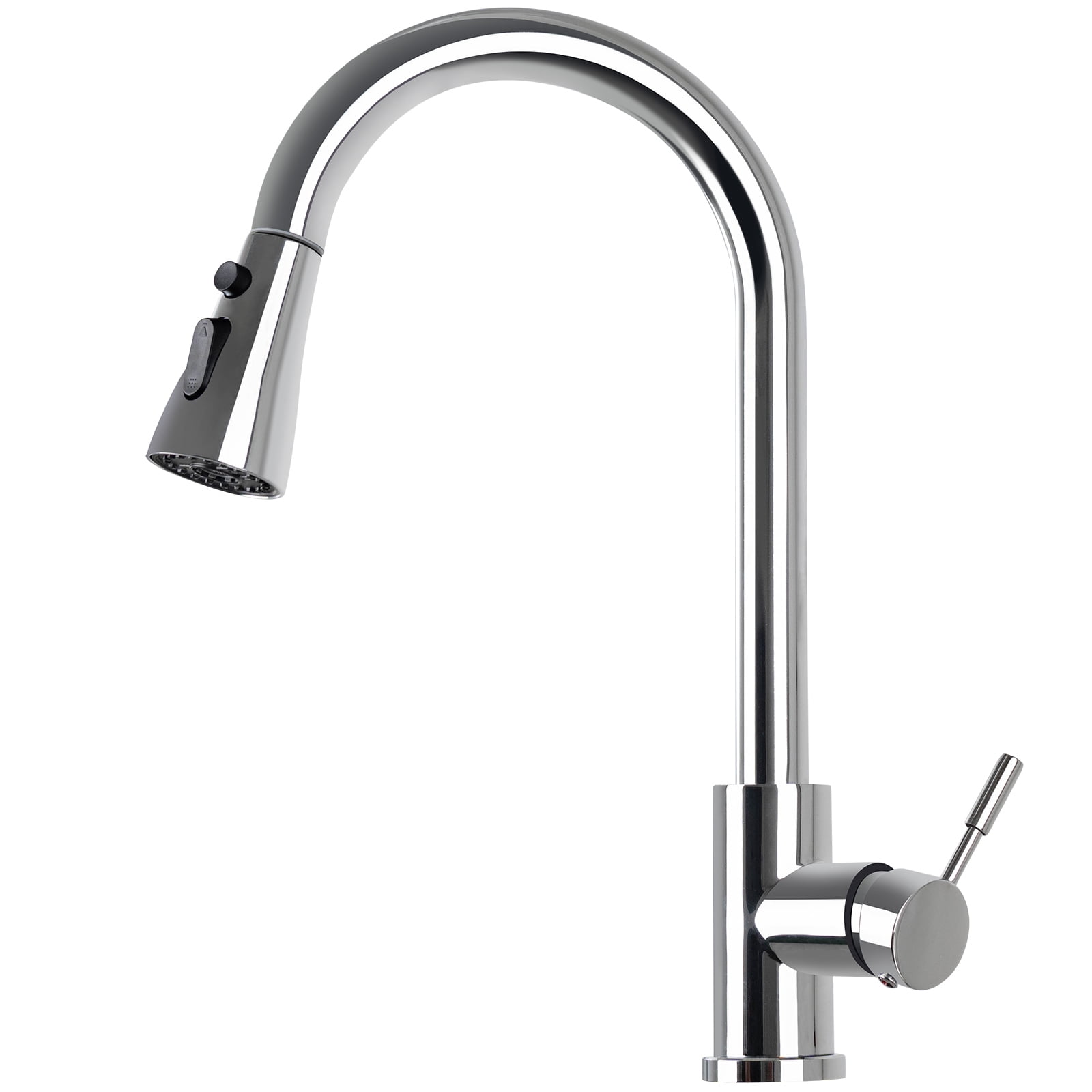 304 Stainless Steel Pull Down Kitchen Faucet with 4-Spray Modes, 360° Swivel & Quick-Reset Spray Head