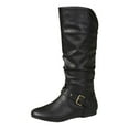 thumbnail image 6 of Rokment Women's Slouchy Knee High Boots Fashion Casual Adjustable Buckles Leather Flats Low Heel Wide Calf Tall Dress Boots for Women Fall Winter Black Size 6, 6 of 7