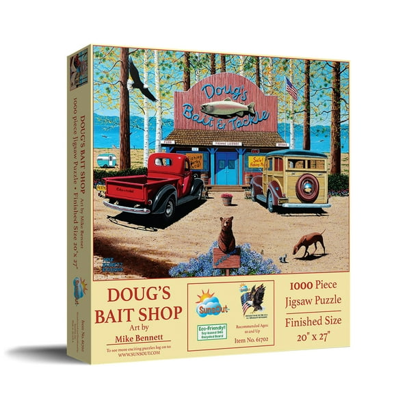 SUNSOUT INC - Doug's Bait Shop - 1000 pc Jigsaw Puzzle by Artist: Mike Bennett - Finished Size 20" x 27" - MPN# 61702