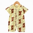 thumbnail image 2 of HCNTES Newborn Infant Baby Unisex Short Sleeve Jumpsuit One-Piece Children Toddler Light Pajamas Sleepwear Dailywear for Spring Summer(Coffee,0-6 Months), 2 of 4