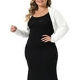 thumbnail image 4 of Agnes Orinda Plus Size Cardigan for Women Shrugs Long Sleeve Casual Open Front Cropped Cardigans, 4 of 6