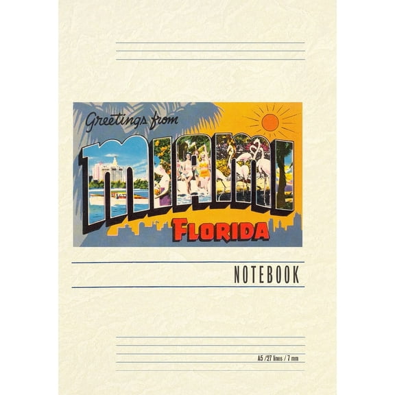 Vintage Lined Notebook Greetings from Miami, Florida (Paperback)