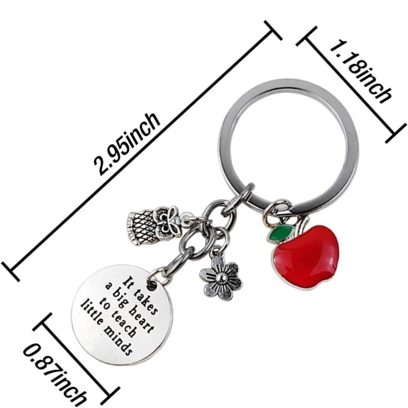 24Pcs Teacher Appreciation Keychain Gifts Bulk, Heart and Apple Shape Thank You Keychains for Teachers, Inspirational Pendant Key Rings for Teacher Appreciation Week Graduation School Staff Gifts
